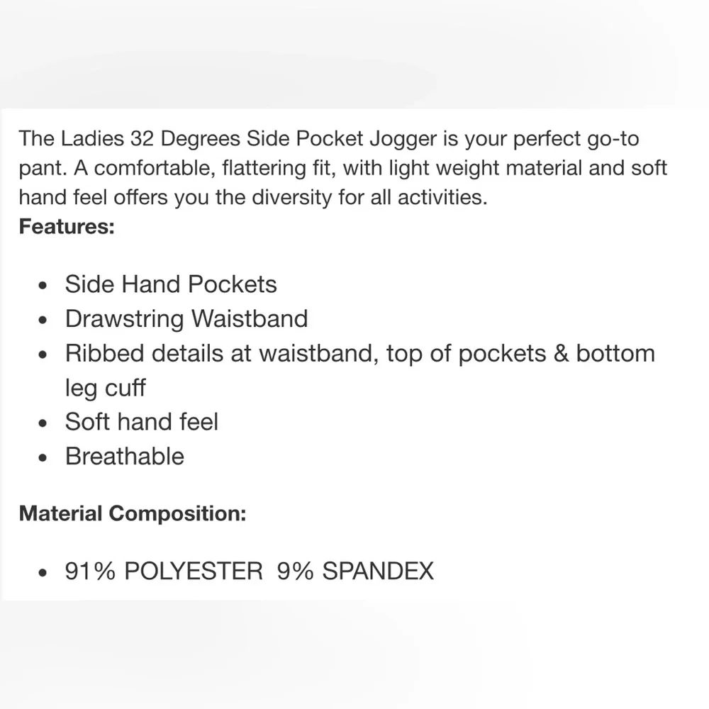 32 Degrees - Ladies Pocket Jogger XL in Black - Picture 4 of 6